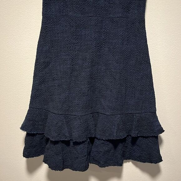 REBECCA TAYLOR Tweed Ruffle Hem Mini Dress, Royal Blue/Black, Size 2 - Picture 5 of 13